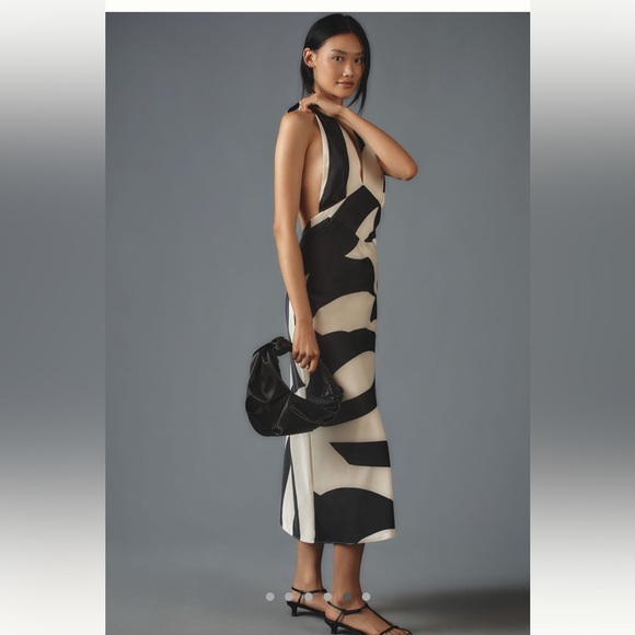 Anthropologie Bardot Citron Halter Midi Dress Size 10 NWT / Flawed* - Picture 3 of 16